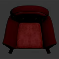 Red Leather Armchair Featuring Button Tufted Details and Sturdy Wooden Legs