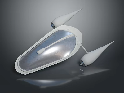 Sleek Modern Design Object With Reflective Silver Surface And Three White Spikes 3d model