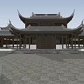 Ancient Chinese Architecture Complex Featuring Traditional Courtyard Pavilion Archway And Classic Roof Design