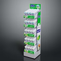 Multi Tiered Display Shelf With Green And White Design For Product Organization And Storage