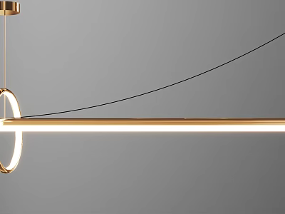Modern Minimalist Golden Pendant Light With Ring Structure And Linear LED Glow 3d model