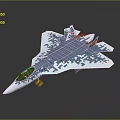 Detailed Blue And White Camouflage Fighter Jet Model With Cockpit And Wings
