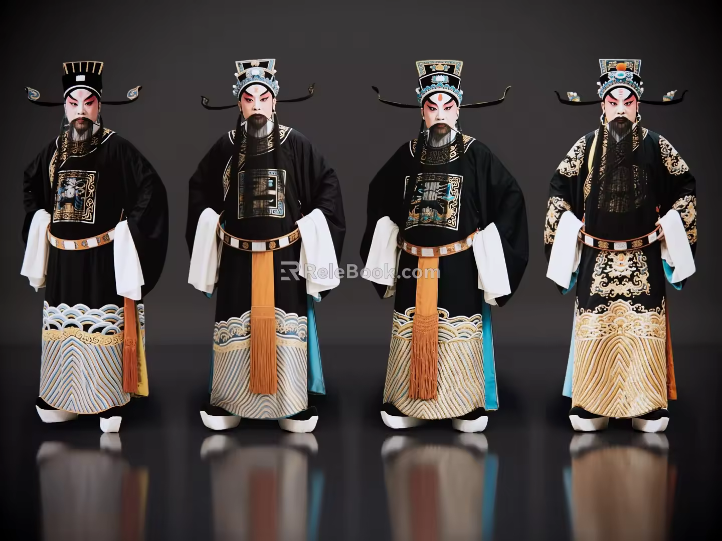 2D Peking Opera Characters Sheng Dan Jing Mo Chou Jing Jiao Bao Zheng Drama Characters Local Drama 3d model