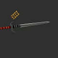 Traditional Decorative Weapon Sword With Red Hilt And Gold Ornament Design