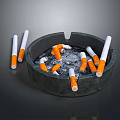 Practical Household Ashtray With Many Cigarettes And Butts For Daily Use