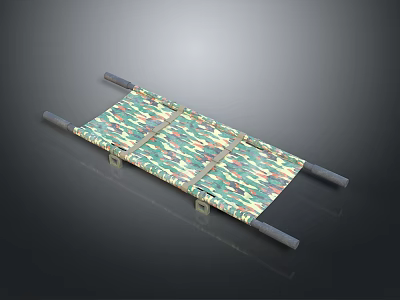 Camouflage Fabric Stretcher With Metal Support Poles For Emergency Transport 3d model