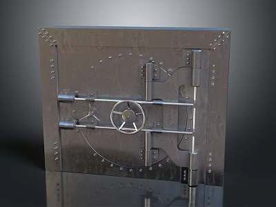 Sturdy Metal Security Door With Reinforced Lock Mechanism And Riveted Surface 3d model