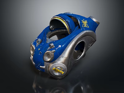 Blue And Silver Futuristic Sci Fi Weapon With Yellow Emblem Design Elements 3d model