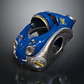 Blue And Silver Futuristic Sci Fi Weapon With Yellow Emblem Design Elements 3d model