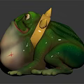 Green Plump Frog Game Movie Character With Golden Crown And Red Face Markings