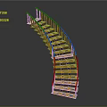 Modern Spiral Staircase with Orange Black Handrail and Stylish Steps
