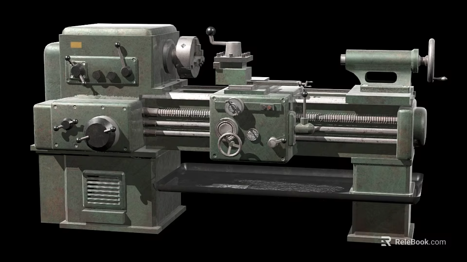 Industrial Equipment Lathe Machine With Mechanical Controls And Rotary Metal Components 3d model 