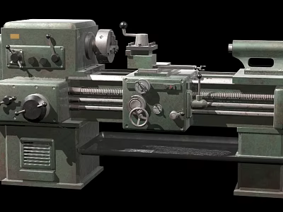 Industrial Equipment Lathe Machine With Mechanical Controls And Rotary Metal Components 3d model