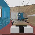 Public Office Space Interior With Wooden Walls Red Carpet Black Stools Plants And 2016