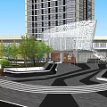Modern Commercial Complex Featuring Multi Building Design Parking Green Spaces And Plaza