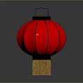 Traditional Red Lantern With Golden Hanger And Tassel Base 3d model