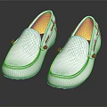 White Leather Loafers Shoes With Brown Accents And Lightweight Sole On Reflective Surface