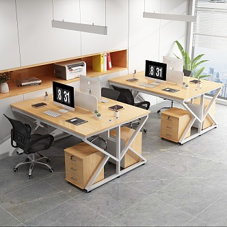 Modern office desk and chair computer desk 3d model