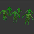 3D Fighting Character Models With Red Pants And Boxing Gloves In Various Poses