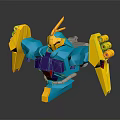 Blue Yellow Purple Mechanical Character Creature 3D Model Design With Sharp Appendages And Wings 3d model