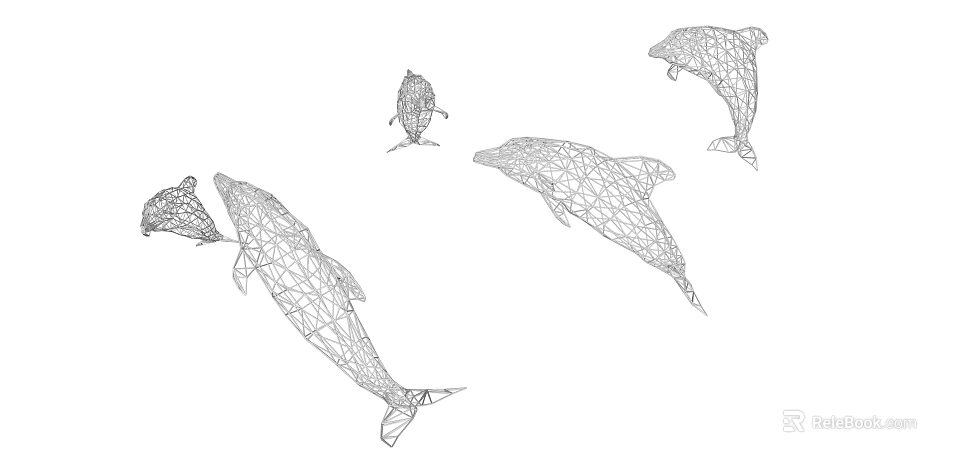 Unique Wireframe Dolphin Shaped Pendant Light For Modern Interior Design 3d model 