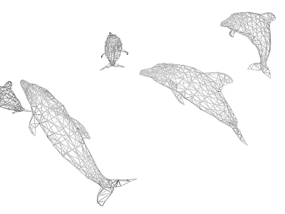 Unique Wireframe Dolphin Shaped Pendant Light For Modern Interior Design 3d model