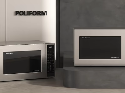 Stylish Microwaves Showcased In Contemporary Space 3d model