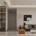 Modern Elegant Living Dining Room Interior With Sofa Coffee Table And Wall Art 3d model