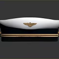 Classic Uniform Cap With White Top Black Brim Golden Emblem And Stripes