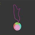 Golden Sun Pattern Pendant with Pink Cord as Daily Lifestyle Accessory