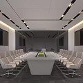 Modern Conference Room Interior With Large Windows Scenic View Long Table And White Chairs
