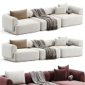 Modern Sectional Sofa with Plush Pillows and Cozy Blanket in Various Colors for Living Room