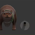 3D Modeled Brown Otter Wearing Tech Headgear With Mechanical Tools And Yellow Component