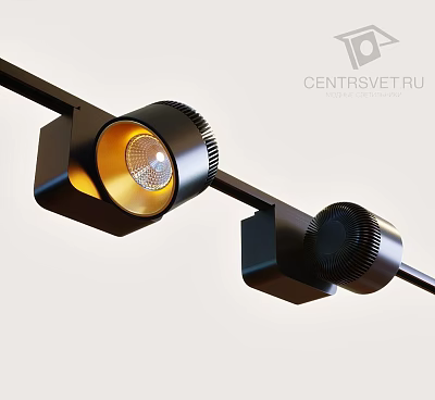 Modern Black Track Downlights Spotlights With Sleek Design And Warm Lighting 3d model