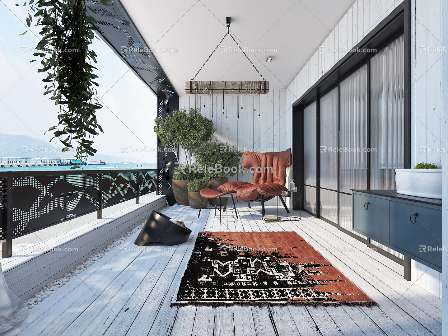 Modern Balcony Leisure Garden Balcony Landscape Balcony Outdoor Balcony 3d model