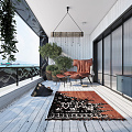 Modern Balcony Leisure Garden Balcony Landscape Balcony Outdoor Balcony 3d model