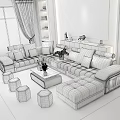 Elegant Modern Living Room With Beige Sofa White Coffee Table Decorative Cushions And Rug