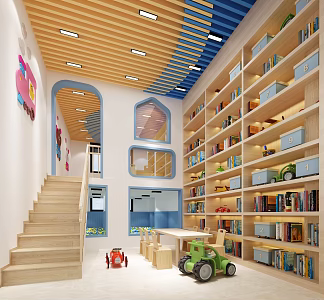 Modern Kindergarten Reading Room 3d model