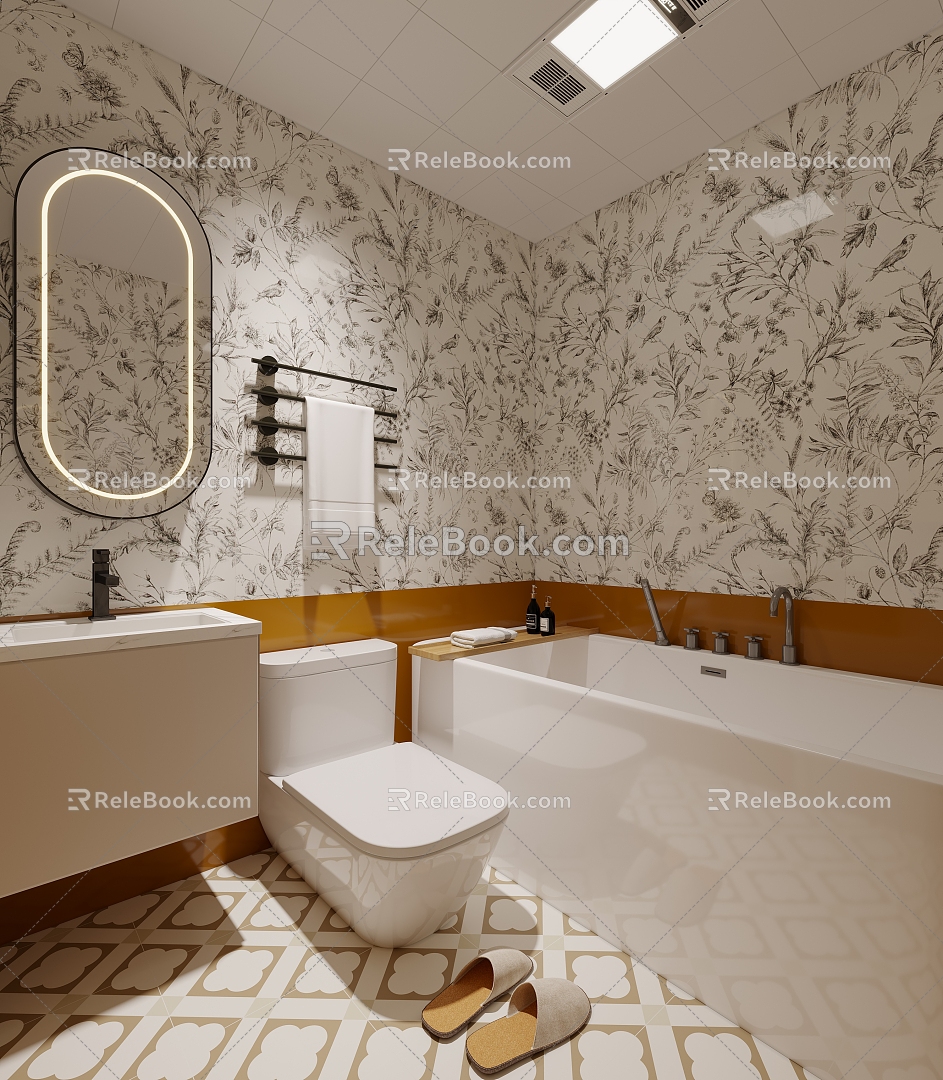 Cream toilet Modern toilet 3d model