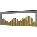 Modern Feature Wall Design With Metal Strip Mountain Pattern And Stone Frame