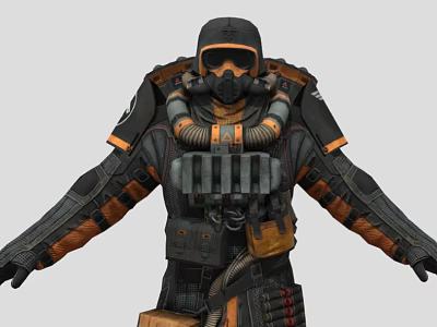 Mask European and American Mask Male Gas Mask Warrior Soldier Biochemical Soldier 3d model