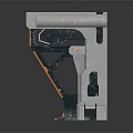 Industrial Modular Mechanical Structure With Gray Frame And Orange Support Panels