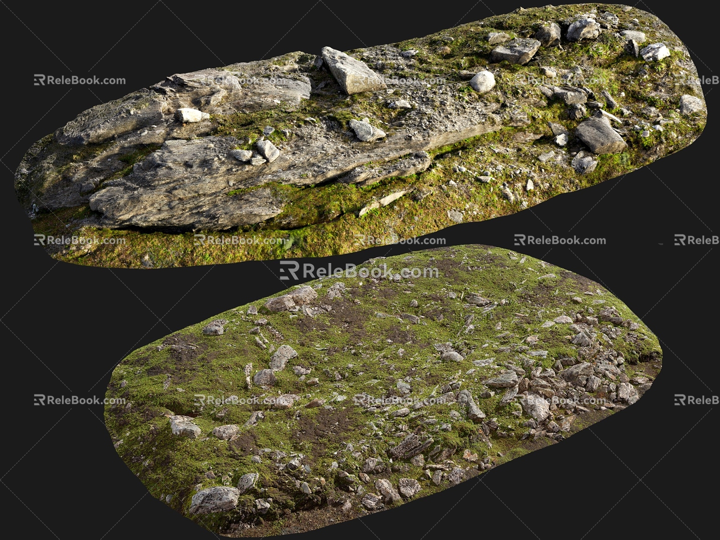 Modern stone moss rock stratum moss rock 3d model