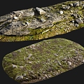 Modern stone moss rock stratum moss rock 3d model