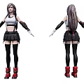 Game And Movie Character With Long Hair White Top Black Skirt And Red Boots