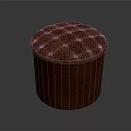 Red Cylindrical Storage Stool With Woven Texture Lid For Home Furniture