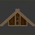 Traditional Wooden Cottage Structure With Triangular Roof Thatch Covering And Small Window
