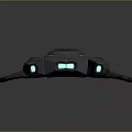 Futuristic Silver Sci Fi Spaceship With Green Accent Lights And Detailed Exterior Structure
