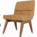 Two Brown Velvet Dining Chairs With Wooden Legs And Gold Accents