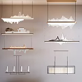 Modern Lighting Combinations Featuring Pendant Designs Wave Shaped And Linear Elements For Interiors 3d model